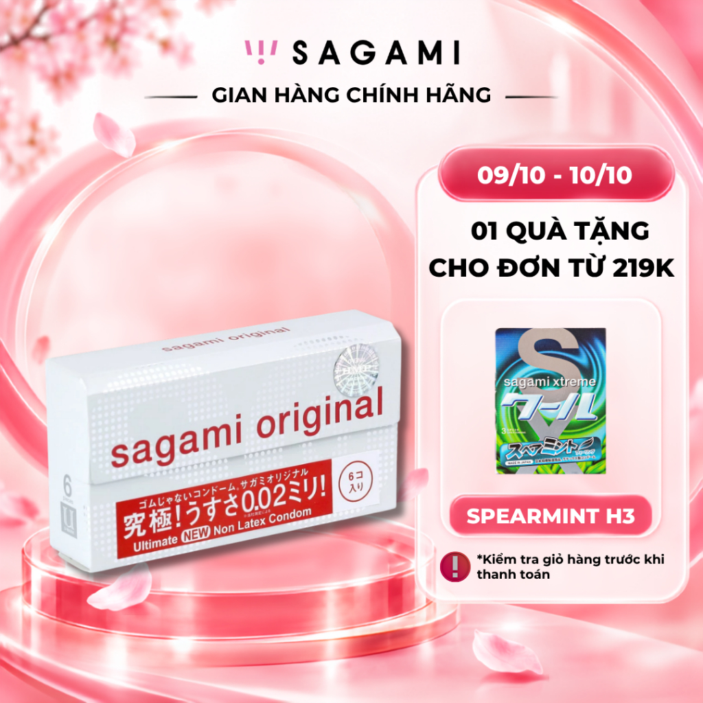 Bao cao su Sagami 002 - siêu mỏng 0.02mm - non latex - hộp 6 chiếc