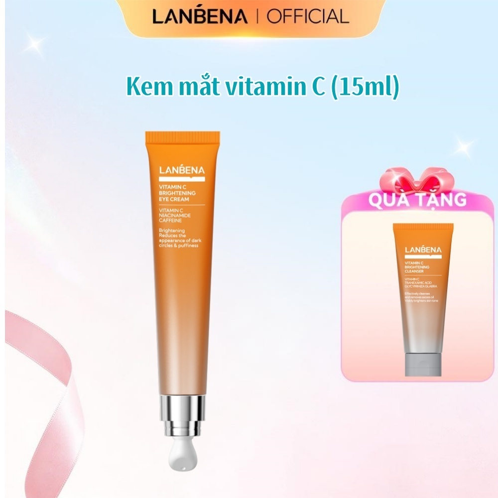 Ntmd244 X LANBENA Kem mắt vitamin c (15ml) - đầu lăn massage lạnh,giúp làm sáng,giảm bọng mắt,mờ quầng thâm mắt hiệu quả