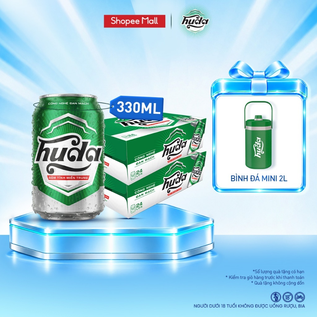 Combo 2 Thùng 24 lon bia Huda 330ml - Nồng độ cồn 4.7%