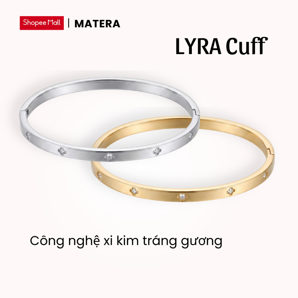 [New Arrivals] Lắc tay nữ 𝐋𝐲𝐫𝐚 𝐂𝐮𝐟𝐟 𝐌𝐚𝐭𝐞𝐫𝐚 kiềng tay đính đá tôi giản cao cấp quà tặng bạn gái MLT62