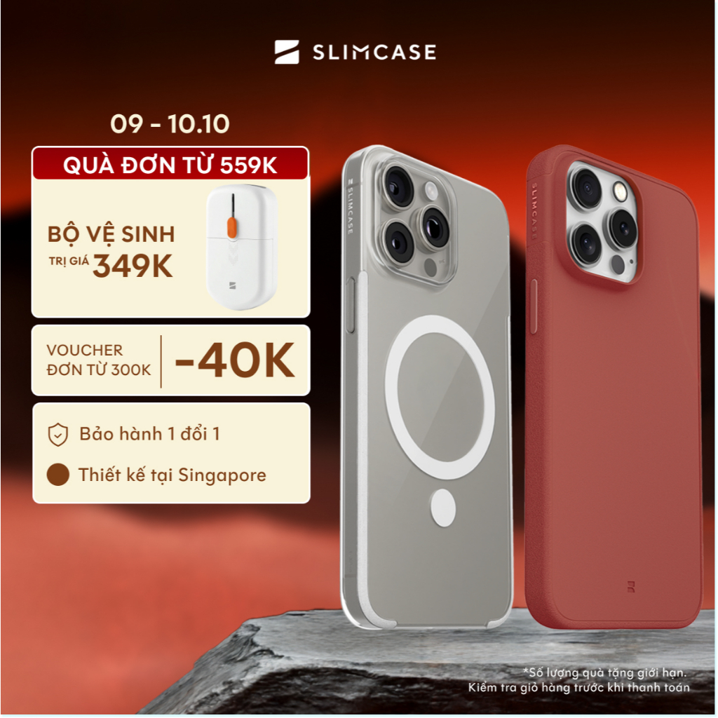 Ốp lưng iPhone 15 Pro Max / 15 Pro / 15 Plus / 15 SLIMCASE - Không ố vàng, hỗ trợ sạc không dây, siêu mỏng