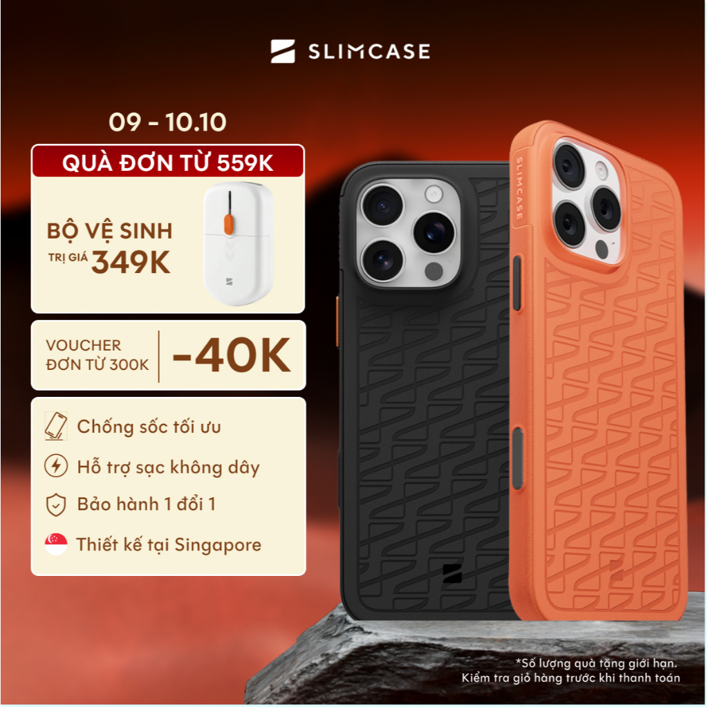 Ốp lưng SPORT iPhone 15 Pro / 15 Pro Max & 16 Pro Max SLIMCASE - Chống sốc, chống trượt, hỗ trợ sạc không dây