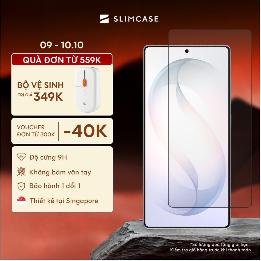 Kính cường lực Samsung S26/S25 SLIMCASE dễ dán - Chống trầy xước, độ cứng 9H, kèm khung tự dán