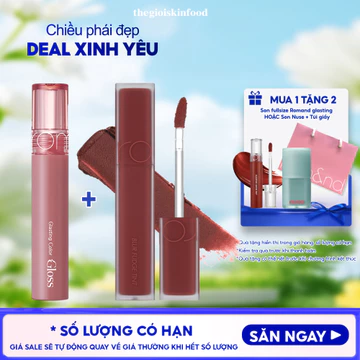Combo 2 Son Bóng Romand Glasting Color Gloss 4g + Son Kem Lì Romand Blur Fudge Tint 5g