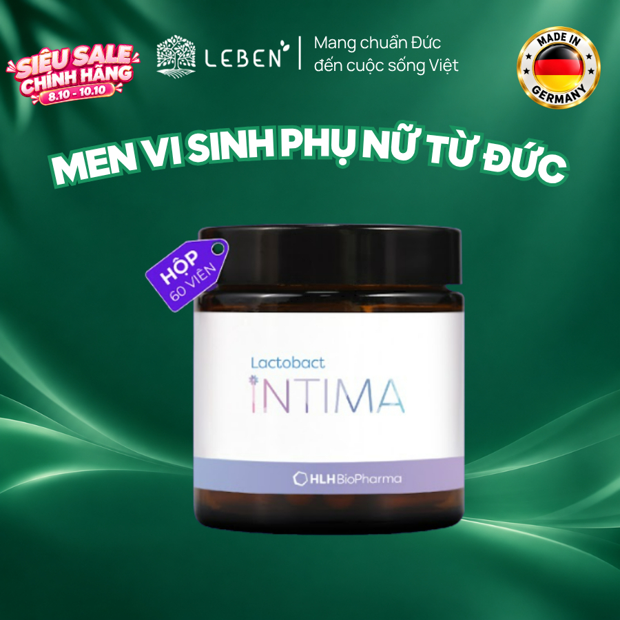 Hộp 60 viên men vi sinh phụ nữ Lactobact Intima bổ sung lợi khuẩn, D-Mannose Cranberry nhập khẩu từ Đức