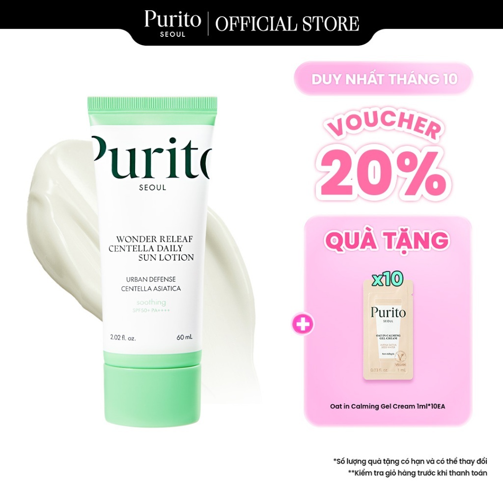 Tinh Chất Chống Nắng Rau Má PURITO Wonder Releaf Centella Daily Sun Lotion SPF50+ PA++++ 60ml