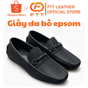 Giày da bò nam Epsom dáng lười cao cấp FTT Leather đế bệt hạn chế trơn trượt FC015B