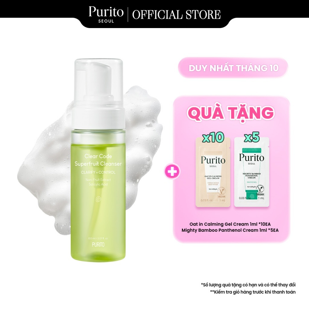 Sữa Rửa Mặt Dịu Nhẹ PURITO Clear Code Superfruit Cleanser 150ml