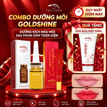 [Combo dưỡng môi GoldShine toàn diện] Tinh chất dưỡng môi Vieskin Collagen GoldShine + Son Dưỡng Môi Vieskin Collagen