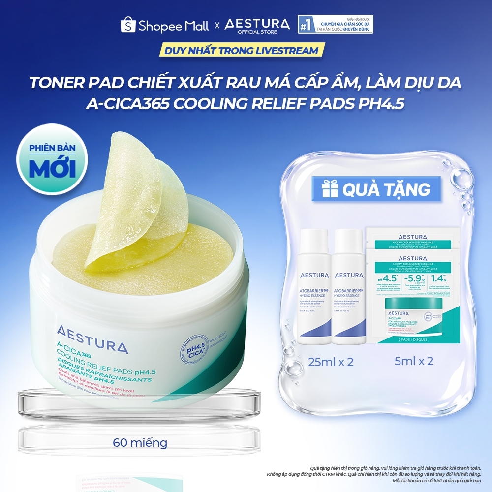 Mask Pad chiết xuất rau má cấp ẩm  AESTURA  A-CICA365 Relief Mask Pad 60 miếng