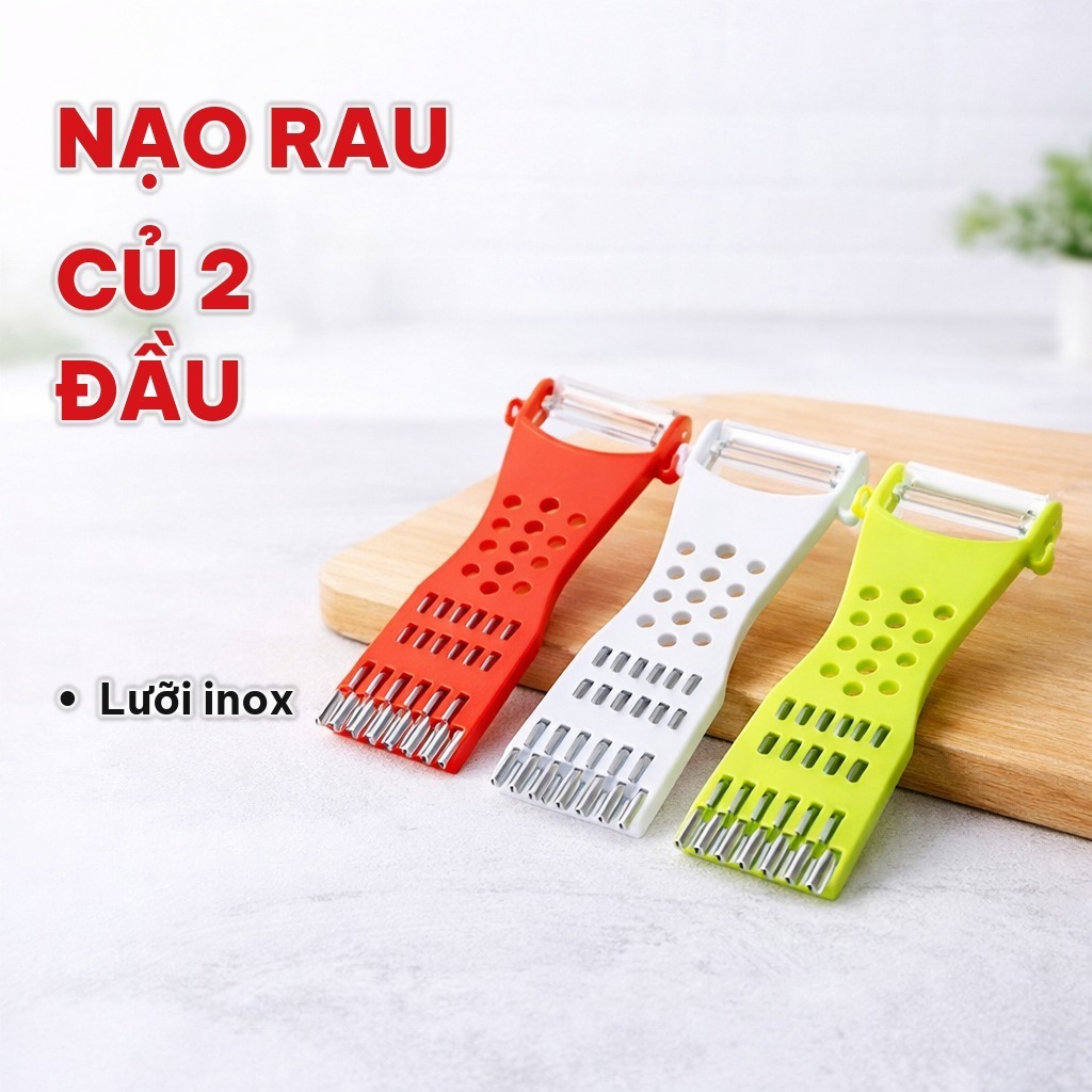 [COMBO 10] Nạo Rau Củ Quả 3 Đầu Đa Năng, Dao Bào Lưỡi Inox Không Gỉ, Gọt Và Tạo Hình Rau Củ Trong Nhà Bếp
