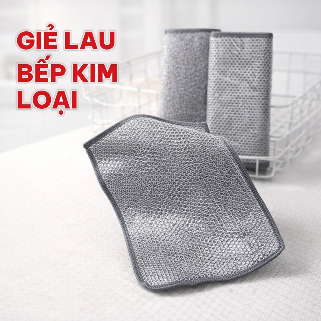 [COMBO 10] Giẻ Lau Bếp Dây Kim Loại, Tấm Cọ Rửa Đa Năng Không Trầy Xước Cho Xoong Nồi, Bồn Rửa Chén