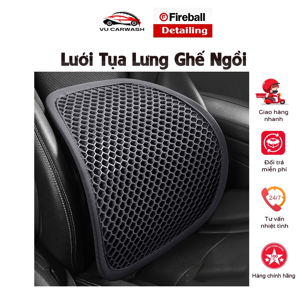 Lưới Tựa Lưng Ghế Ô Tô 42x40cm - Chống Mỏi, Thẳng Lưng, Massage Đàn Hồi, Nylon Khung Dây Thép