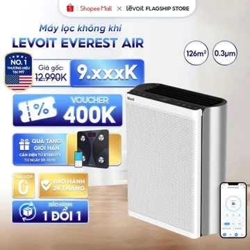[TẶNG CÂN ĐIỆN TỬ ]Máy Lọc Không Khí Levoit EverestAir 126m2 | Lọc bụi mịn - Đèn cảm biến chất lượng không khí - Hẹn giờ