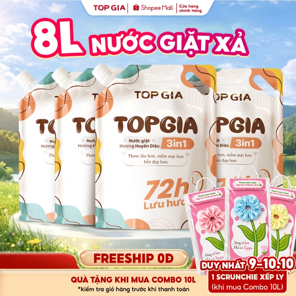 Nước Giặt Xả Đa Sắc TOPGIA Hương Huyền Diệu Dung Tích 2L Đánh Tan Vết Bẩn, Lưu Hương 72H