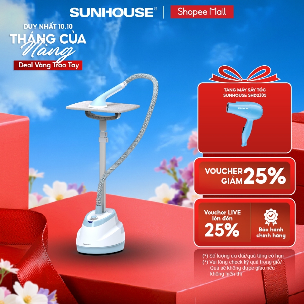 Bàn là hơi đứng Sunhouse SHD2109 - Công suất 1800W - Thiết kế ủi treo - ủi nằm 2in1 - Dung tích 1.6L dùng cho cả nhà