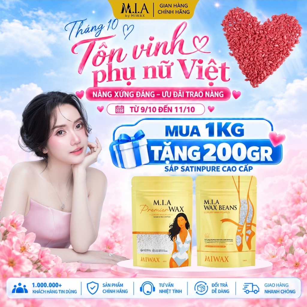 Tặng Que Gỗ - 1Kg Sáp Wax Lông Nóng MIA WAXING by MIWAX, Wax Lông Nách, Wax Tay Chân, Wax Bikini, Wax Toàn Thân
