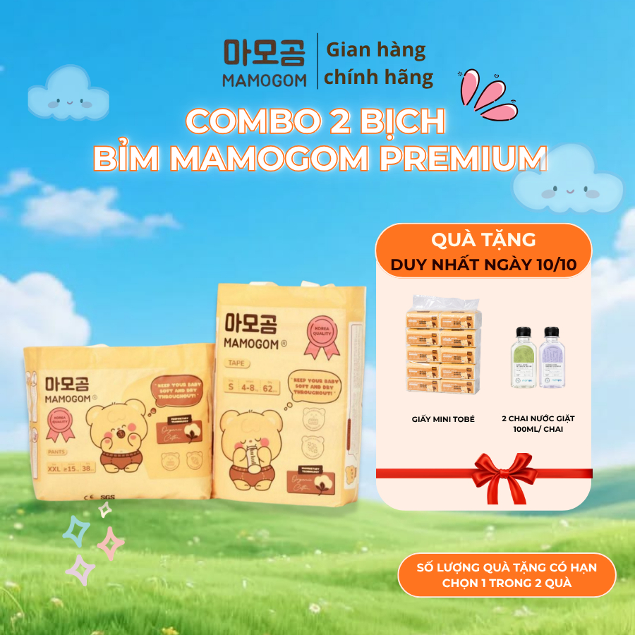 [COMBO 2] Tã bỉm Mamogom Premium Đủ Size mềm mại thấm hút tốt cho bé