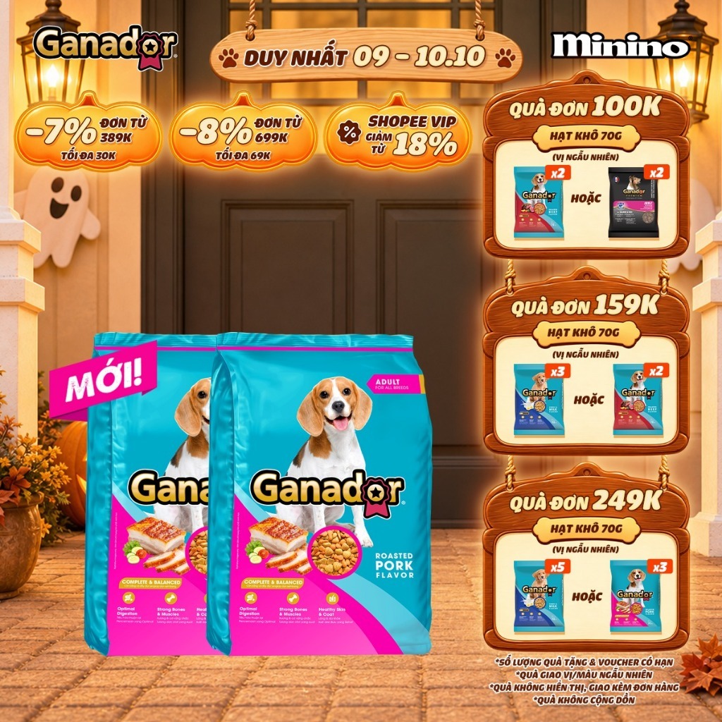 [CHỌN VỊ] Combo 2 x Thức ăn hạt Ganador cho chó trưởng thành vị Bò nướng/ Gà nướng/ Heo quay 3kg