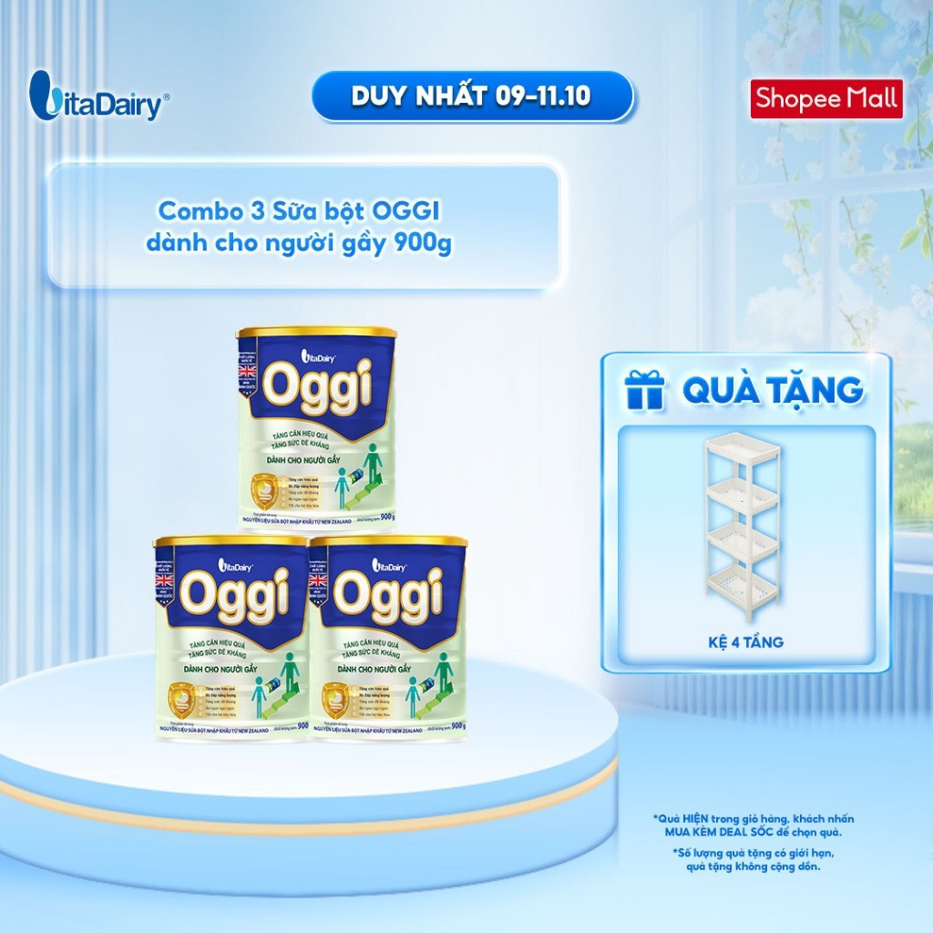 [COMBO 3 LON] Sữa bột Oggi dành cho người gầy - Bổ sung năng lượng, hỗ trợ tăng cân khoẻ - Lon 900g