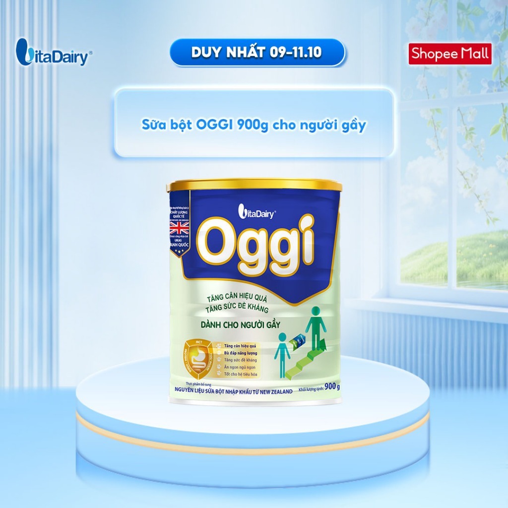 Sữa bột Oggi dành cho người gầy - Bổ sung năng lượng, hỗ trợ tăng cân khoẻ - Lon 900g