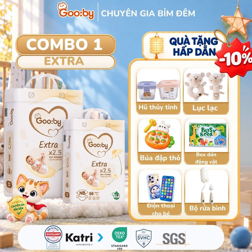 Tã/bỉm Sơ sinh/ Newborn dán ngày Gooby mềm mại, an toàn, siêu thấm hút size NB/S/M cho bé từ 2kg - 11kg