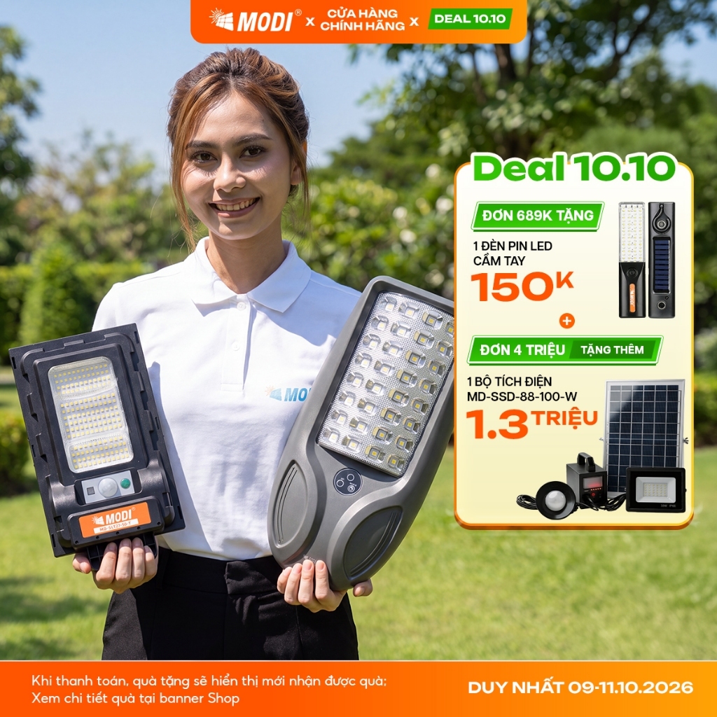 Đèn Năng Lượng Mặt Trời MODI SOLAR Siêu Sáng Loại Đèn Đường Thế Hệ Mới Bảo Hành 2 Năm