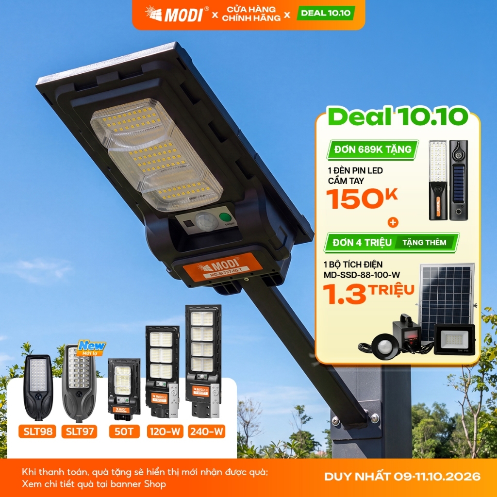 Đèn Năng Lượng Mặt Trời MODI SOLAR, Đèn Led Năng Lượng Mặt Trời Chip Led Siêu Sáng