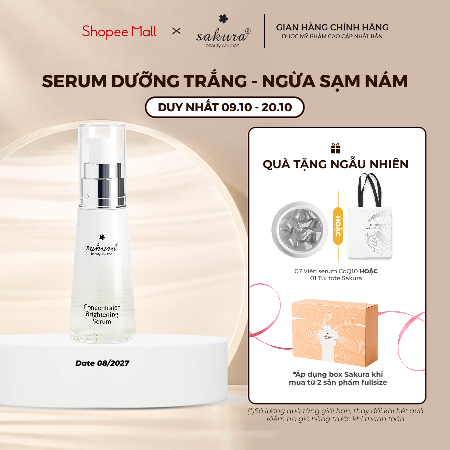 [Date 08.2027] Serum dưỡng da trắng sáng ngăn ngừa sạm nám Sakura Concentrated Brightening Serum 30ml
