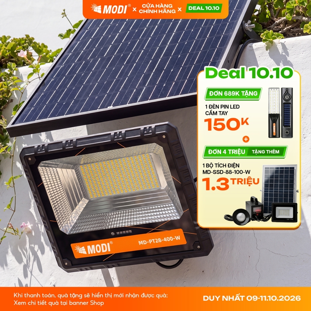 Đèn Led Năng Lượng Mặt Trời MODI SOLAR Siêu Sáng Chống Nước Loại 50W, 80W, 120W, 200W,300W, 400W