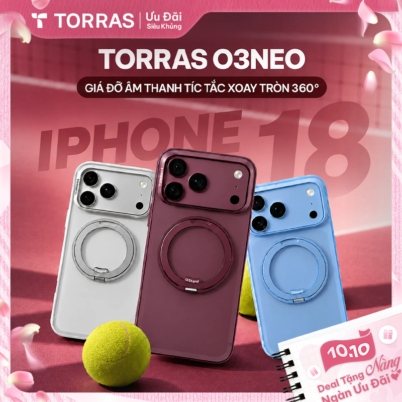[Torras O3Neo] Ốp Lưng Iphone TORRAS O3neo Có Giá Đỡ âm thanh ASMR ,Từ Tính 360° Xoay, Cho lP 18/17/16/15 Pro Max