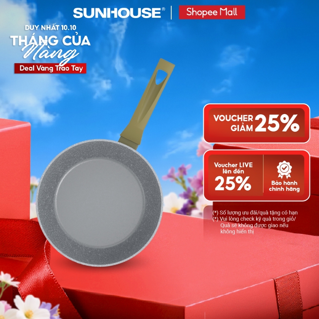 Chảo siêu bền đá sâu đáy từ Sunhouse Trendy SBDxxMA - Đáy từ phù hợp mọi loại bếp - Thân chảo dày lên tới 2,5mm