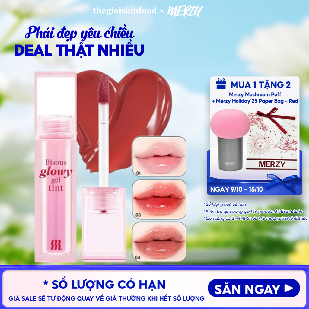 Son bóng Merzy pha lê căng mọng, bền màu Bisous Glowy Gel Tint 4g ThegioiSkinfood