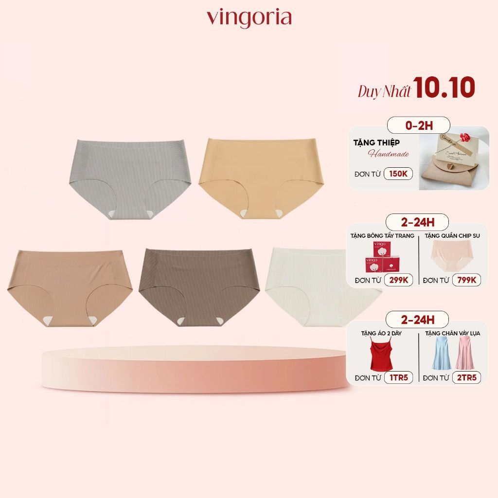 Set 5 quần lót nữ su thạch không đường may VINGO/VINGORIA kháng khuẩn siêu tàng hình CB74