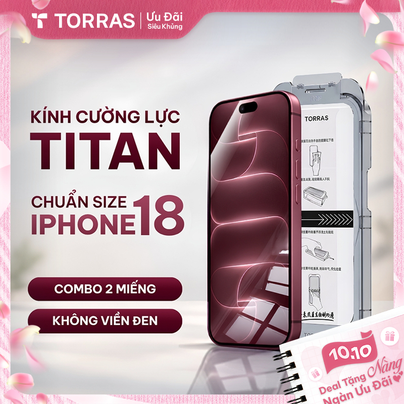 [Không Viền Đen] TORRAS Kính Cường Lực 2 Miếng Tự Dán Không Viền Đen Chống Vân Tay Cho Điện Thoại Di Động