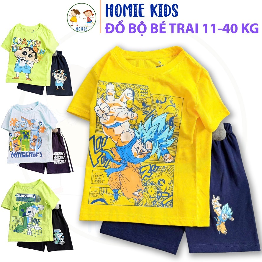 Đồ bộ bé trai size đại 11-40 kg set bộ quần áo khủng long cá mập vải cotton cho bé thoáng mát in hoạt hình Homie Kids