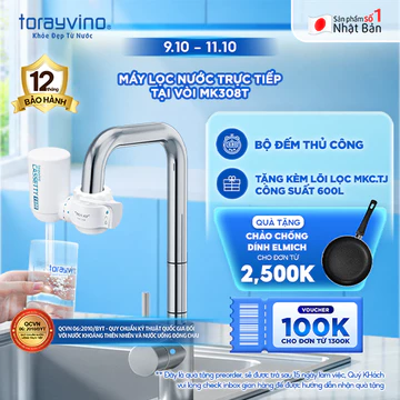 Máy lọc nước tại vòi Torayvino MK308T chuyên dùng nấu ăn - Lọc 7 tạp chất nước sôi không loại bỏ được