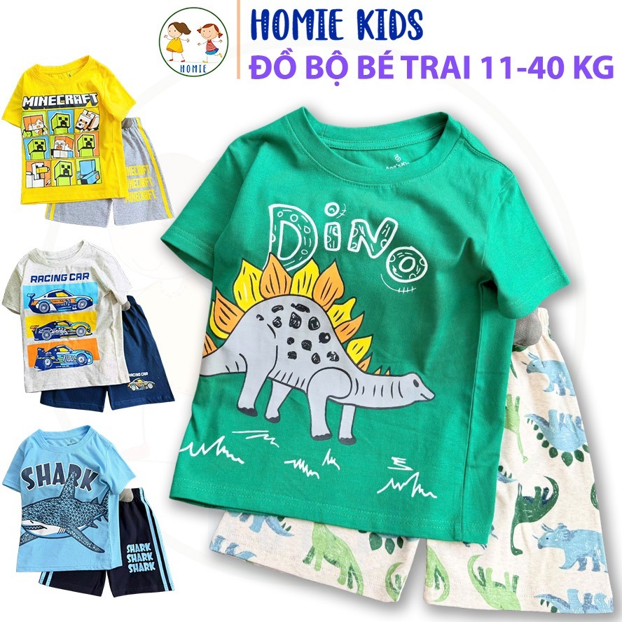 Đồ bộ cho bé trai 11-40 kg set quần áo trẻ em mặc nhà vải cotton in hoạt hình hot trend mềm mát đi chơi đẹp Homie Kids