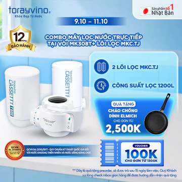 [VC50K] Combo Máy lọc nước tại vòi Torayvino MK308T khuyên dùng nấu ăn - Lọc 7 tạp chất trong nước