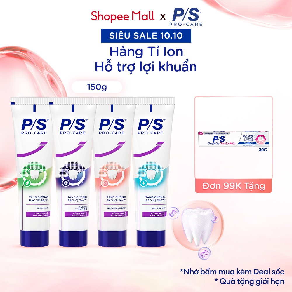 [MỚI] Kem Đánh răng P/S Pro-Care với hàng tỉ ion hoạt tính hỗ trợ lợi khuẩn 150g | BigBuy360 - bigbuy360.vn