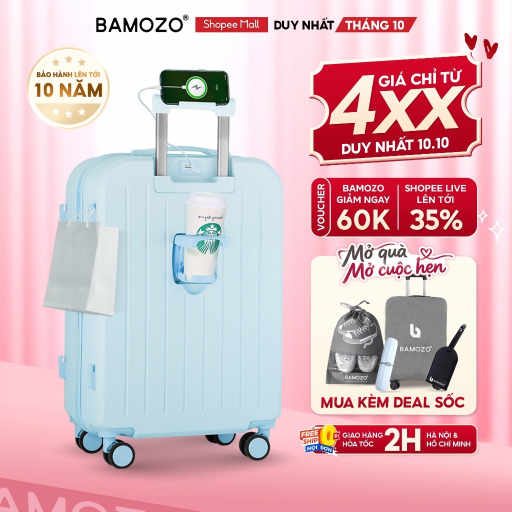 Vali Du Lịch B Bamozo 8812 Thời Trang Size 20/24inch, ABS Cao Cấp Bảo Hành 5 Năm - Lỗi 1 Đổi 1 30 ngày_8812