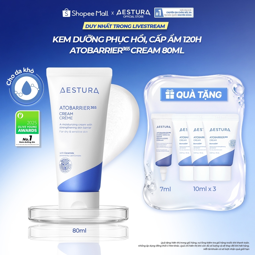 Kem dưỡng ẩm phục hồi và chăm sóc hàng rào bảo vệ da AESTURA ATOBARRIER365 Cream 80ml