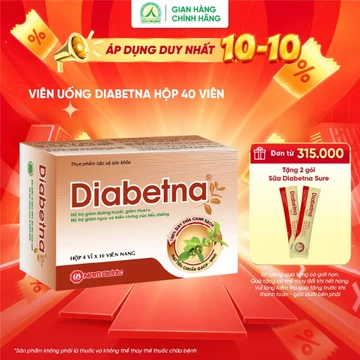 Combo 3 hộp viên uống dây thìa canh Diabetna Ích Nhân giúp ổn định đường huyết, tăng cường sức khoẻ 40 viên/hộp