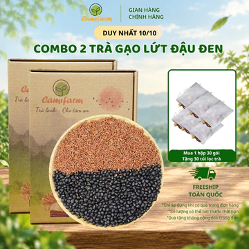 Combo 2 Hộp Trà gạo lứt đậu đen Camifarm gạo lứt huyết rồng đậu đen xanh lòng thanh nhiệt lợi sữa tốt cho mẹ và bé