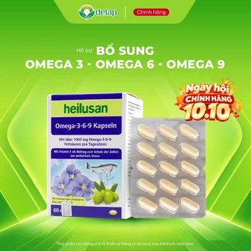 Viên Uống Hỗ Trợ Giảm Mỡ Máu Heilusan Omega-3-6-9 Kapseln TPBVSK Giảm Nguy Cơ Nhồi Máu Cơ Tim (Hộp 60 Viên)