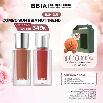 COMBO Son BBIA Hot Trend: 01 Son bóng mượt mà BBIA Over Glaze + 01 Son kem nhung thuần chay BBIA Last Velvet Tint