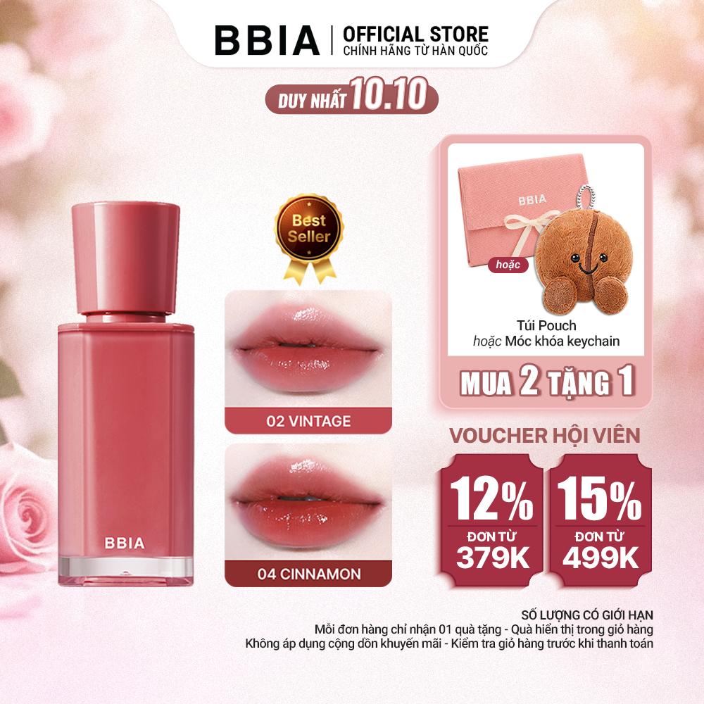 Son tint bóng căng mọng, trong trẻo BBIA Glow Tint