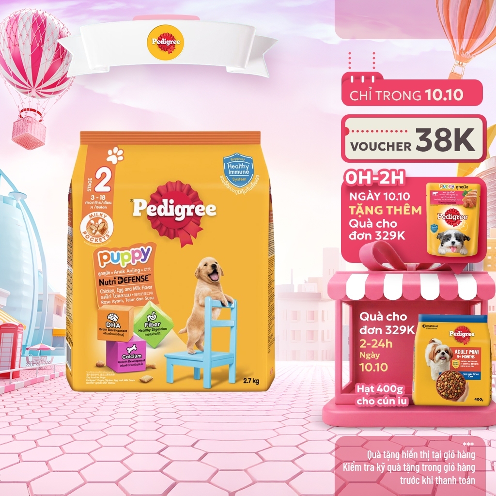 Thức ăn chó con Pedigree vị gà & trứng sữa