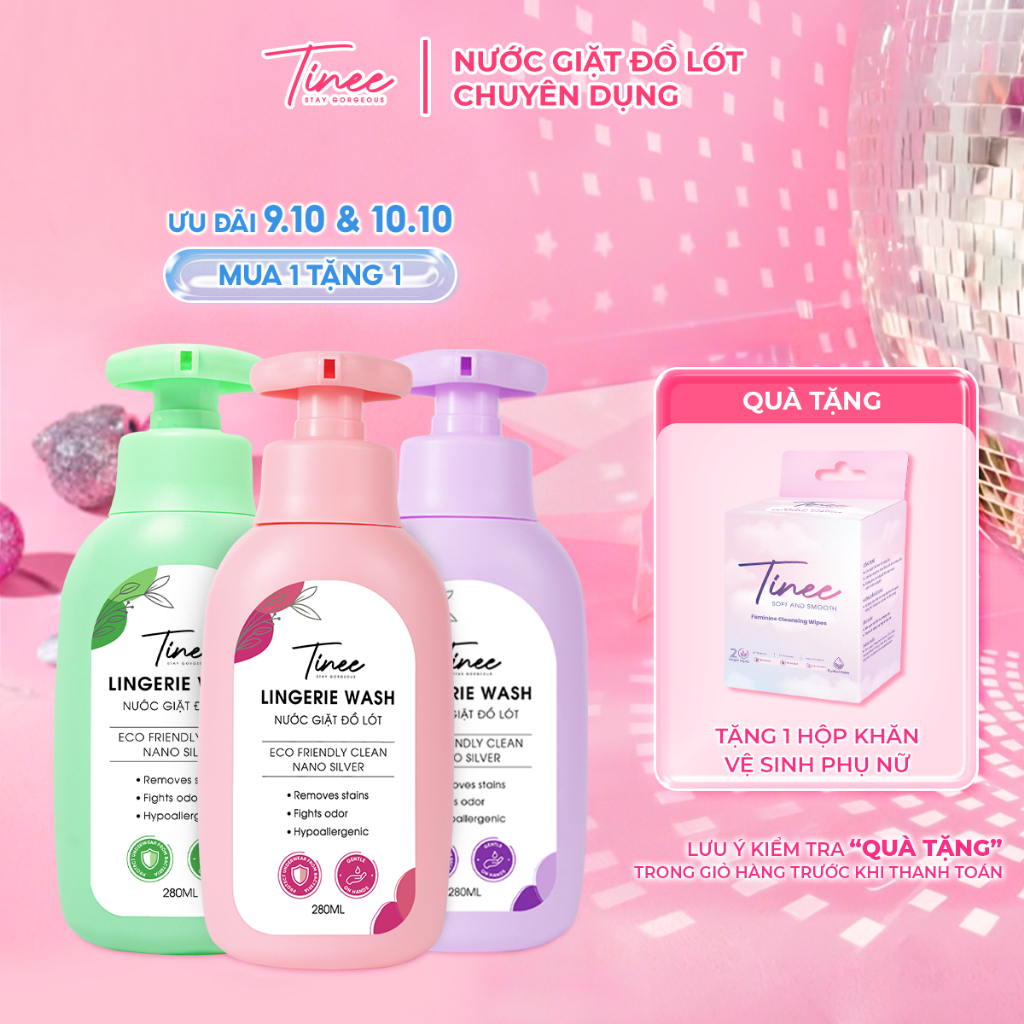 [MUA 2 TẶNG 1] Nước Giặt Đồ Lót Chuyên Dụng TINEE 280ml Hạn Chế Nấm Khuẩn, Dịu Nhẹ
