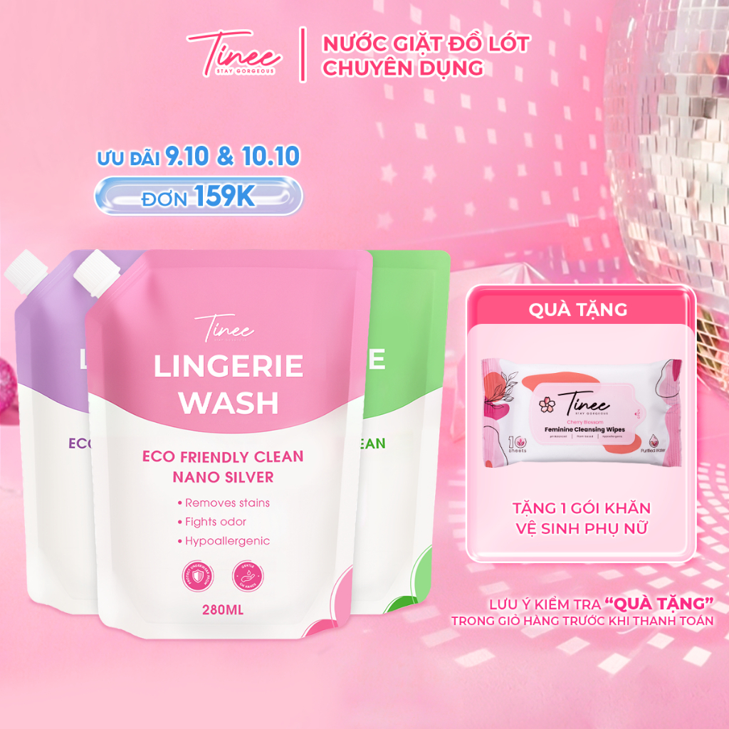 Túi Nước Giặt Đồ Lót Chuyên Dụng Tinee  - Nano Bạc Hạn Chế Nấm Khuẩn, An Toàn Cho Da (280ml/Túi)